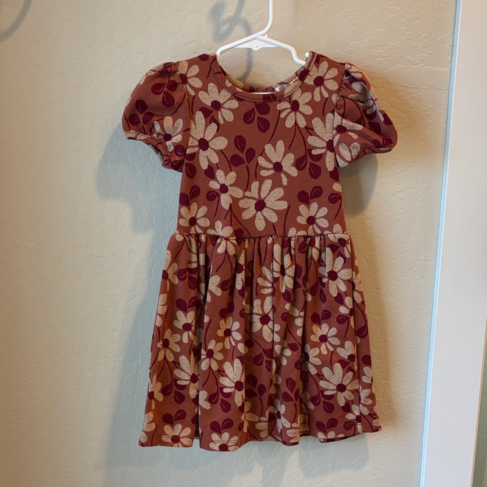 Floral Kids Dress in Burgundy and Cream